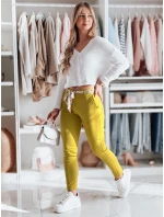 Dámske látkové nohavice s opaskom ROSSALI horčicové FashionStreet UY2533