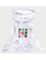 Biela dámska športová mikina s potlačou (N7283)
