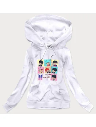 Biela dámska športová mikina s potlačou (N7283)