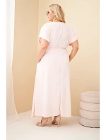 Dámske plus size šaty s opaskom v páse candy pink Dámske plus size šaty s opaskom v páse candy pink