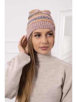Fleecová čiapka Patrycja K254 pink+cappuccino