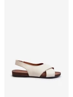 Zazoo 40407 Sandały Skórzane Damskie Jasnobeżowe