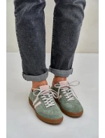 Zazoo N1068 Zamszowe Niskie Sneakersy Damskie Zielone