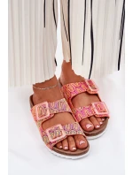 Klapki Damskie Z Klamrami I Brokatem S.Barski RB51-006 Pomarańczowe