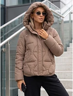 Dámska zimná prešívaná bunda s kapucňou, béžová, FashionStreet TY5941