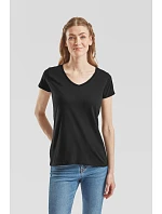 Fruit of the Loom Lady-Fit Iconic 150 T-shirt s výstrihom do V, dámske tričko 16.1444, čierne