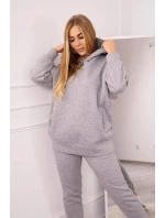 Zateplený set s mikinou s kapucňou šedý
