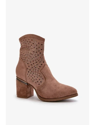 Dámske členkové topánky Acorn na podpätku Eco Suede Brown S.Barski Dámske členkové topánky Acorn na podpätku Eco Suede Brown S.Barski