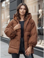 Dámska prešívaná bunda s kapucňou PARIMA camel FashionStreet TY4510z Dámska prešívaná bunda s kapucňou PARIMA camel FashionStreet TY4510z