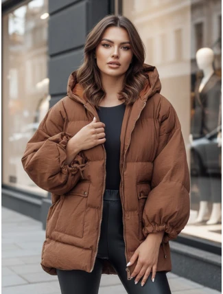 Dámska prešívaná bunda s kapucňou PARIMA camel FashionStreet TY4510z Dámska prešívaná bunda s kapucňou PARIMA camel FashionStreet TY4510z