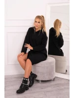 Šaty s kapucňou a bočným rázporkom čierne