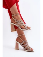 Zdobione Sandały Damskie Na Słupku D&A CR952 Różowe