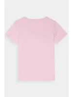 Damski Gładki T-Shirt Z Logo Różowy 4F 4FWMM00TTSHF1845-56S