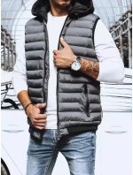 Pánska prešívaná sivá vesta FashionStreet TX4093 Pánska prešívaná sivá vesta FashionStreet TX4093