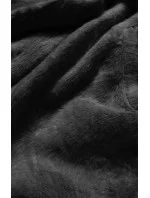 Čierna dámska bunda - kožúšok s golierom (GSQ2166)