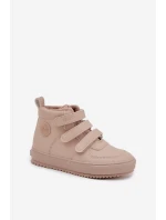 Ocieplane Botki Sneakersy Dziecięce Na Rzepy Big Star SS374072 Beżowe