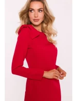 M814 Mini šaty s mašľou na ramene - červené