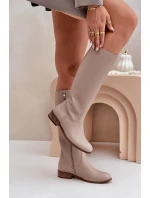 Dámske kožené vysoké topánky Zazoo 3616 Light Beige Dámske kožené vysoké topánky Zazoo 3616 Light Beige