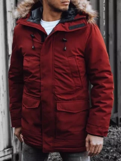 Pánska zimná bunda s kapucňou bordová FashionStreet TX4275