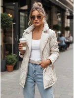 Dámska prechodná bunda s opaskom svetlo béžová FashionStreet TY5587