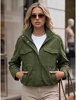 Dámska semišová bunda typu bomber, zelená, FashionStreet TY5959 Dámska semišová bunda typu bomber, zelená, FashionStreet TY5959