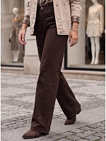 Dámske džínsy so širokými nohavicami a vysokým pásom, hnedé, FashionStreet UY3136 Dámske džínsy so širokými nohavicami a vysokým pásom, hnedé, FashionStreet UY3136