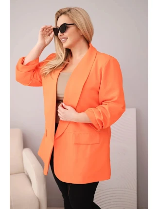 Dámske elegantné sako pre plnoštíhle oranžové