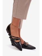 Lakované baleríny s pruhy Černé Palenna