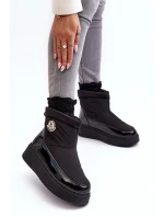 Wsuwane Śniegowce Damskie Na Platformie Czarne Gattea