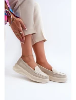 Dámske semišové mokasíny Light Beige Filidia