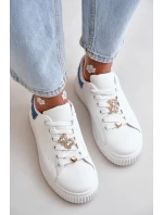 Niskie Trampki Z Eko Skóry Z Przypinkami Biało-Niebieskie Cillione