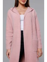 Dlhý vlnený prehoz cez oblečenie typu alpaka v bledo ružovej farbe s kapucňou (M105-1) Dlhý vlnený prehoz cez oblečenie typu alpaka v bledo ružovej farbe s kapucňou (M105-1)