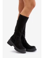Zazoo 70145 Zamszowe Kozaki Przed Kolano Ocieplane Czarne