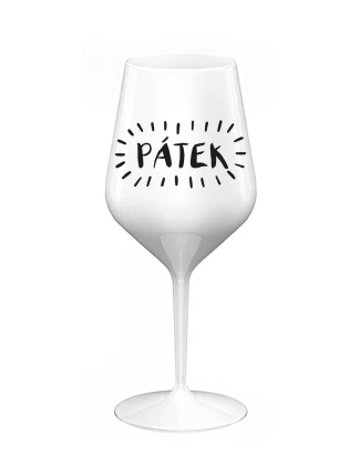 PÁTEK - bílá nerozbitná sklenice na víno 470 ml