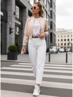 Dámska kožená bomber bunda SANTOL béžová FashionStreet TY4339