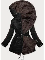Čierna a hnedá obojstranná dámska bunda (W556)