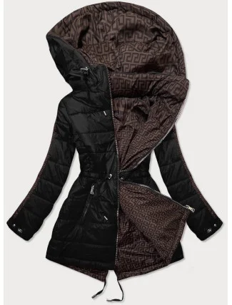 Čierna a hnedá obojstranná dámska bunda (W556)