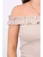 Španielska blúzka s volánikmi béžová Španielska blúzka s volánikmi béžová