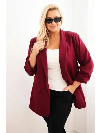 Dámska elegantná plus size bunda bordová