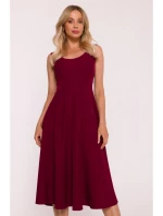 S424 Fit & flare šaty - bordové