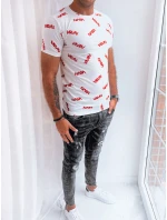 Pánske biele tričko s potlačou FashionStreet RX5269 Pánske biele tričko s potlačou FashionStreet RX5269