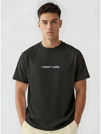 Pánske tričko oversize s nápisom I DON'T CARE čierna FashionStreet NX1044R Pánske tričko oversize s nápisom I DON'T CARE čierna FashionStreet NX1044R