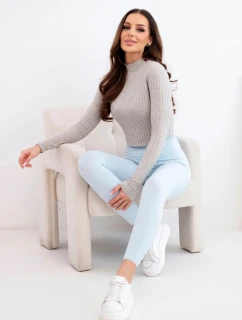 Dámske legíny s vysokým pásom a elastickým pásom modré