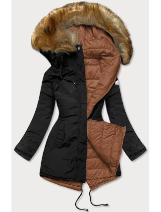 Dámska obojstranná zimná bunda black-caramel (m-21508) Dámska obojstranná zimná bunda black-caramel (m-21508)