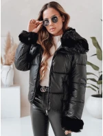 Dámska krátka bunda s kožušinou čierna FashionStreet TY5067 Dámska krátka bunda s kožušinou čierna FashionStreet TY5067