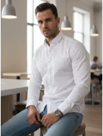 Pánska biela vzorovaná košeľa slim fit FashionStreet DX2698
