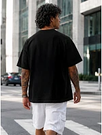 Pánske bavlnené tričko nadrozmernej veľkosti s čiernou potlačou FashionStreet NX1008R