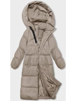 Dámska dlhá hrubá bunda s kapucňou Light Beige (5M3163-62)