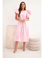 Dámske bavlnené šaty s volánovými rukávmi candy pink Dámske bavlnené šaty s volánovými rukávmi candy pink
