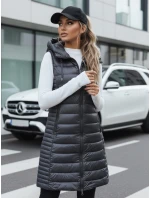 Dámska prešívaná vesta s kapucňou sivá FashionStreet TY5254 Dámska prešívaná vesta s kapucňou sivá FashionStreet TY5254